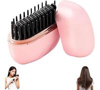 Glambrush Brosse Lissante Sans Fil 2 En 1 Mini Rechargeable USB,Peigne Chauffant à 3 Températures (160-200°c),Mini Hair Straightener,Brosse Coiffante Anti-Brûlure Pour Cheveux Lisses & Boucles (Rose)