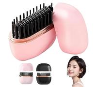 Glambrush Mini Hair Straightener, 2-in-1 Cordless Hair Straightener Comb, Rechargeable Portable Hairs Straighteners Brush, with 3-Speed Temperature Control (Pink)