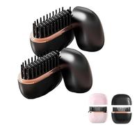 Glambrush Mini lisseur à cheveux, brosse à lisser portable rechargeable Nulira, mini peigne à lisser sans fil 2 en 1, contrôle de la température à 3 vitesses, coque anti-brûlure (Black-2)