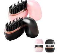 Glambrush Mini lisseur à cheveux, brosse à lisser portable rechargeable Nulira, mini peigne à lisser sans fil 2 en 1, contrôle de la température à 3 vitesses, coque anti-brûlure (1+1)