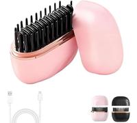 Glambrush Mini lisseur à cheveux, brosse à lisser portable rechargeable Nulira, mini peigne à lisser sans fil 2 en 1, contrôle de la température à 3 vitesses, coque anti-brûlure (Pink)
