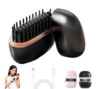 Glambrush Mini lisseur à cheveux, mini peigne à lisser électrique sans fil 2 en 1, contrôle de la température à 3 vitesses, coque anti-brûlure, brosse droite de voyage portable (Black)