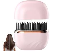 Glambrush Mini peigne à lisser sans fil, fer à friser portable 2 en 1, brosse à lisser rechargeable par USB avec pointe, température à 3 vitesses, chauffage rapide, anti-brûlure (Rose)