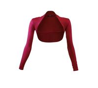 Glamexx24 Boléro élégant à manches longues pour femme - Veste boléro élégante - Veste courte - Cardigan léger pour les festivités, rouge foncé, M taille courte