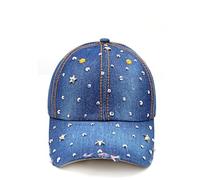 Glamexx24 Casquette de Baseball en Jean avec Strass pour Femme - Réglable - en Coton Respirant - pour l'extérieur, la Course, Le Tennis, Le Golf, Étoile foncée, Taille Unique