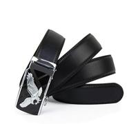 Glamexx24 Ceinture pour homme, motif aigle, largeur 35 mm, fermeture automatique à cliquet, différentes couleurs et longueurs pour hommes, Ceinture noire (Midnight Freedom Eagle), Gürtelgröße 115 cm