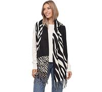 Glamexx24 Écharpe XXL Femme Oversized, Modèle Léopard Confortable et Chaude, Poncho à Franges Trois Couleurs, Châle Couverture