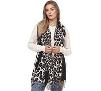 Glamexx24 Écharpe XXL Femme Oversized, Modèle Léopard Confortable et Chaude, Poncho à Franges Trois Couleurs, Châle Couverture