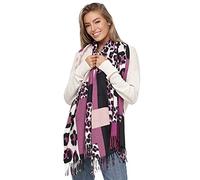 Glamexx24 Écharpe XXL Femme Oversized, Modèle Léopard Confortable et Chaude, Poncho à Franges Trois Couleurs, Châle Couverture