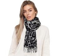 Glamexx24 Écharpe XXL Femme Oversized, Modèle Léopard Confortable et Chaude, Poncho à Franges Trois Couleurs, Châle Couverture