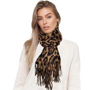 Glamexx24 Écharpe XXL Femme Oversized, Modèle Léopard Confortable et Chaude, Poncho à Franges Trois Couleurs, Châle Couverture