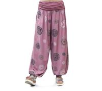 Glamexx24 Pantalons décontractés Sarouel légers pour Femmes Pantalons décontractés Pantalons d'été avec Beaucoup de Motifs,Mauve,M-L