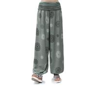Glamexx24 Pantalons décontractés Sarouel légers pour Femmes Pantalons décontractés Pantalons d'été avec Beaucoup de Motifs,Vert Kaki,M-L