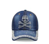 Glamexx24 Topstyle Casquette en jean de style vintage avec étoile et strass, Tête de mort sombre, taille unique