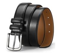 Glamicci GLMC 611 Ceinture habillée en cuir véritable 3 cm | Boucle à broche simple - Classique et tendance, ceinture profilée pour costumes, travail, affaires, jeans et loisirs sans boîte, Noir , 34