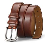 Glamicci GLMC 611 Ceinture habillée en cuir véritable 3 cm | Boucle à broche simple - Classique et tendance, ceinture profilée pour costumes, travail, affaires, jeans et loisirs sans boîte, Marron