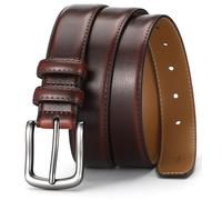 Glamicci GLMC 611 Ceinture habillée en cuir véritable 3 cm | Boucle à broche simple - Classique et tendance, ceinture profilée pour costumes, travail, affaires, jeans et loisirs sans boîte, Marron