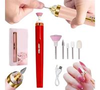 Glamics Nail Set,5-In-1 Glamics Electric Nail Manicure Set,Glamics Electric Professional Manicure Nail Machine,Cordless Electric Nail File Set,Nail Drill for Nails Dead Skin Calluses (Red)