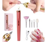 Glamics Nail Set,5-In-1 Glamics Electric Nail Manicure Set,Glamics Electric Professional Manicure Nail Machine,Cordless Electric Nail File Set,Nail Drill for Nails Dead Skin Calluses (Dark Pink)
