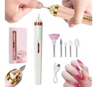 Glamics Nail Set,5-In-1 Glamics Electric Nail Manicure Set,Glamics Electric Professional Manicure Nail Machine,Cordless Electric Nail File Set,Nail Drill for Nails Dead Skin Calluses (White)