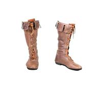 Glamidea Bottes à Lacets Médiévales pour Hommes Unicolores Western à Talon Bloc Style Renaissance Steampunk Mi-hautes Bottes de Chevalier Plates et Tendances Confortables pour le Loisir