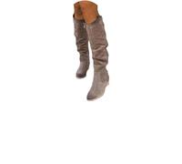 Glamidea Bottes Au Genou en Daim Bottes Cow-Boy à Fermeture Éclair et Talon Bloc D'hiver Unies Chaudes à Talon Bas Style Western Élégantes et Décontractées