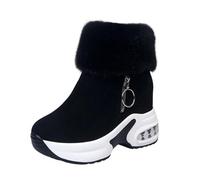 Glamidea Bottes de Neige Doublées Peluche pour Femmes D'hiver Chaudes et Élégantes avec Fermeture Éclair Bottines à Plateforme Tendance en Polaire Unicolores de Loisirs Antidérapantes
