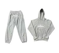Glamidea Ensemble de Sport Imprimé pour Hommes 2 Pièces Unisexe Tenue pour le Fitness Y2K Hip-Hop Ensemble pour Loisirs Sweat à Capuche à Manches Longues avec Poches Pantalon de Jogging Ample