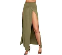 Glamidea Jupe pour Femmes à Taille Haute Maxijupe avec Deux Fentes Latérales Jupe de Soirée Unie Mode à Ourlet Irrégulier Élégante pour la Danse du Ventre Légère et Confortable Style Casual