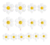 Glamifyr 14 Pièces Blanc Fleur Ballons,Ballon Fleur Ballon Marguerite Ballons Foil, Ballon Foil Marguerite,Ballon en Aluminium Mylar Marguerite Pour Mariage Garçons Filles Bébé Baptême