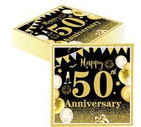 Glamifyr 40 pièces Deco Anniversaire 50 Ans,Decoration Anniversaire 50 Ans 40 Pièces Papier Serviette Anniversaire 50 Ans Homme de Table Serviette Vaisselle Pour Deco Anniversaire 50 Ans Homme(50 Ans)