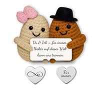 Glamifyr Cadeau d'anniversaire, cadeau d'anniversaire pour elle, cadeau de couple, cadeau de couple, couple de pommes de terre positives et petit porte-bonheur pour femmes, épouses, maris