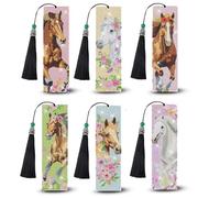 Glamifyr Lot de 6 Diamond-painting Marque Page Cheval, Diamond Painting Cheval Marque-pages en Forme de Cheval, Diamond Painting.5D Pour Filles et Garçons