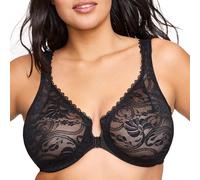 Glamiorise #9245 Soutien-gorge Wonderwire dentelle ouverture devant-Femme-Noir-105E (Taille Fabricant:90E)