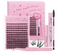 GLAMLASH Faux Cils Individuels Extensions Cils Kit Cluster Lashes DIY Pose à Domicile 8-16mm(DM-FD24)