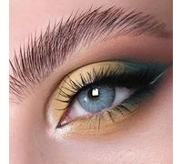 Glamlens lentilles de couleur grises naturelles colorées très haute opacité Limone Ice Gray + étuis à lentilles de contact I 1 paire (2 pièces) I DIA 14,20 I sans correction I 0,00 Dioptries