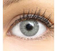 Glamlens lentilles de couleur grises naturelles colorées très haute opacité Turin Gray + étuis à lentilles de contact I 1 paire (2 pièces) I 90 Jours I sans correction I 0,00 Dioptries