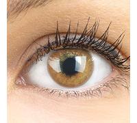 Glamlens lentilles de couleur marron naturelles colorées très haute opacité Jasmine Brown + étuis à lentilles de contact I 1 paire (2 pièces) I DIA 14,00 I sans correction I 0,00 Dioptries