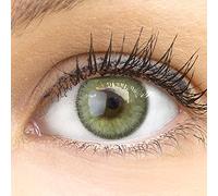 Glamlens lentilles de couleur vertes naturelles colorées très haute opacité vert + étuis à lentilles de contact | 1 paire (2 pièces) | DIA 14,00 mm | sans correction | 0,00 Dioptries