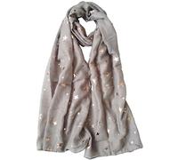 GlamLondon Écharpe galaxie dorée à paillettes avec étoiles imprimées pour femme - Gris - Taille Unique