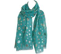 GlamLondon Foulard à paillettes pour femme avec imprimé patte de chien et chat, Vert., L