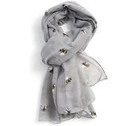 GlamLondon Foulard imprimé abeille pour femme, léger, tendance, surdimensionné - Gris - Large