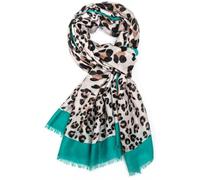 GlamLondon Foulard imprimé léopard multicolore pour femme, BM64-Vert, L
