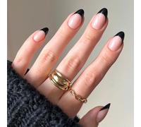 Glamnetic Faux ongles réutilisables - Caviar | Ongles semi-transparents et courts en amande, réutilisables | 15 tailles - 30 kits d'ongles avec colle