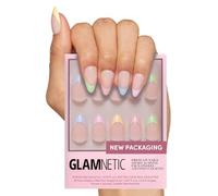 Glamnetic Faux ongles réutilisables - Confettis | Ongles semi-transparents et courts en amande, réutilisables | 15 tailles - 30 kits d'ongles avec colle