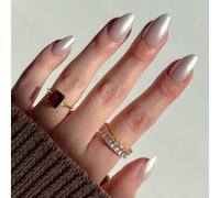 Glamnetic Faux ongles réutilisables - Hailey | Ongles brillants, semi-transparents, courts en amande, réutilisables | 15 tailles - 30 kits d'ongles avec colle