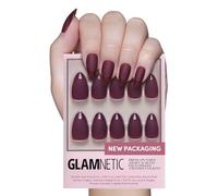 Glamnetic Faux ongles réutilisables - Merlot | Ongles courts rouge foncé amande avec pointes françaises brillantes dans une finition mate | 15 tailles - 30 kits d'ongles avec colle