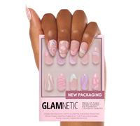 Glamnetic Lot de 24 ongles à presser en forme d'amande, motif carte sauvage, finition opaque, courts, pointus, en forme d'amande, réutilisables, en 12 tailles, avec colle