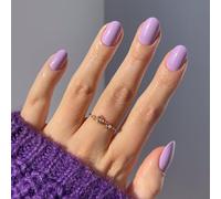 Glamnetic Lot de 30 ongles à presser - Lilas | Ongles ronds opaques unis violet pastel clair, réutilisables, 12 tailles