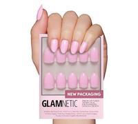 Glamnetic Lot de 30 ongles à presser - Think Pink - Rose pastel clair uni - Ongles courts ovales réutilisables - 15 tailles